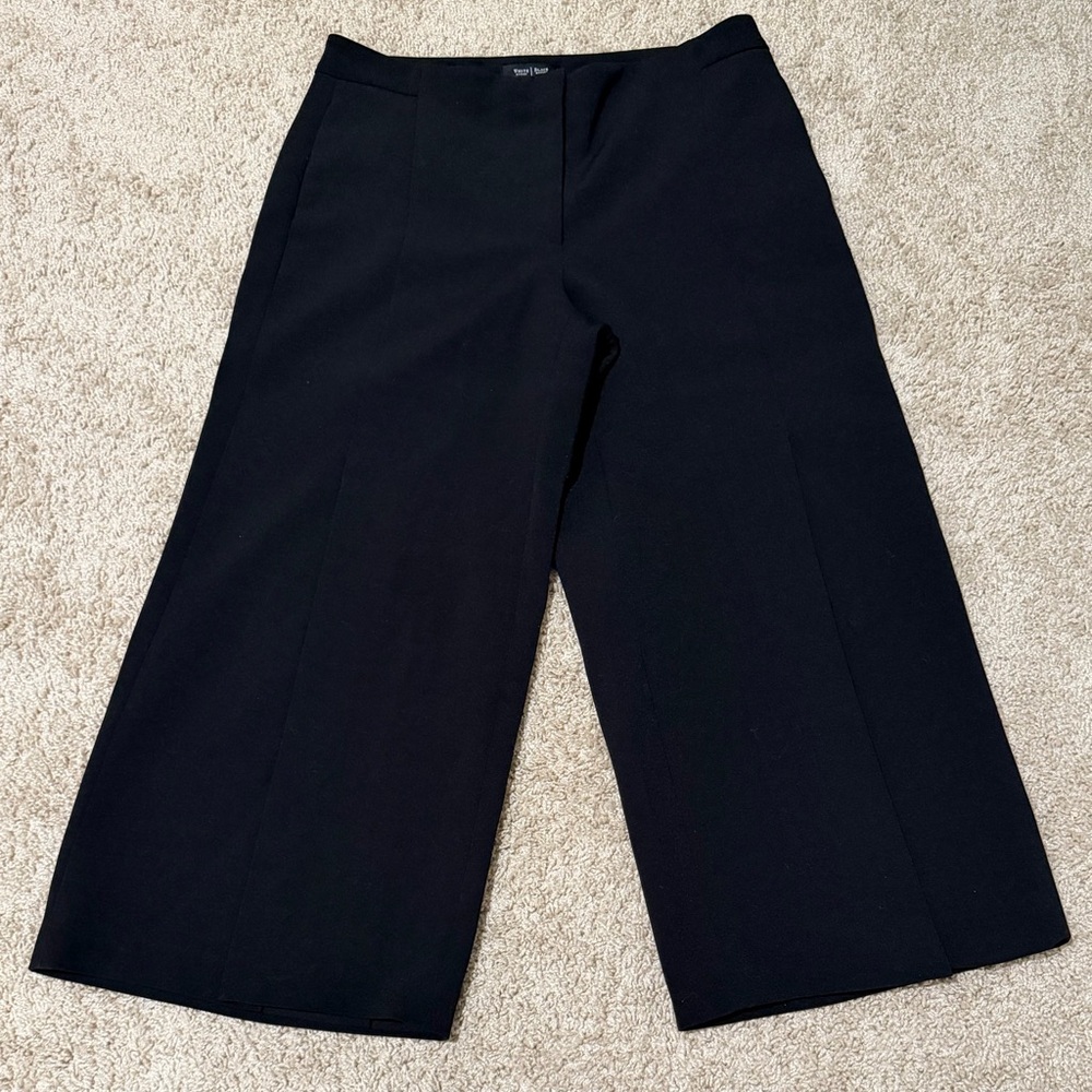 White House Black Market Size 6 Wide Leg Crop Dress Pants Front Slit Flat Front